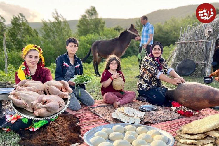 ببینید؛ غذای روستایی در گیلان؛ پخت چلو مرغ محلی روی هیزم 