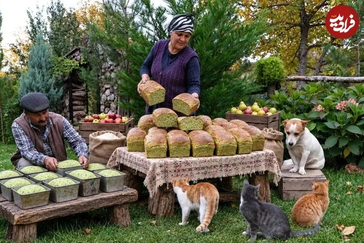 ببینید| غذای روستایی در آذربایجان؛ مراحل دیدنی پخت نان اسفناج