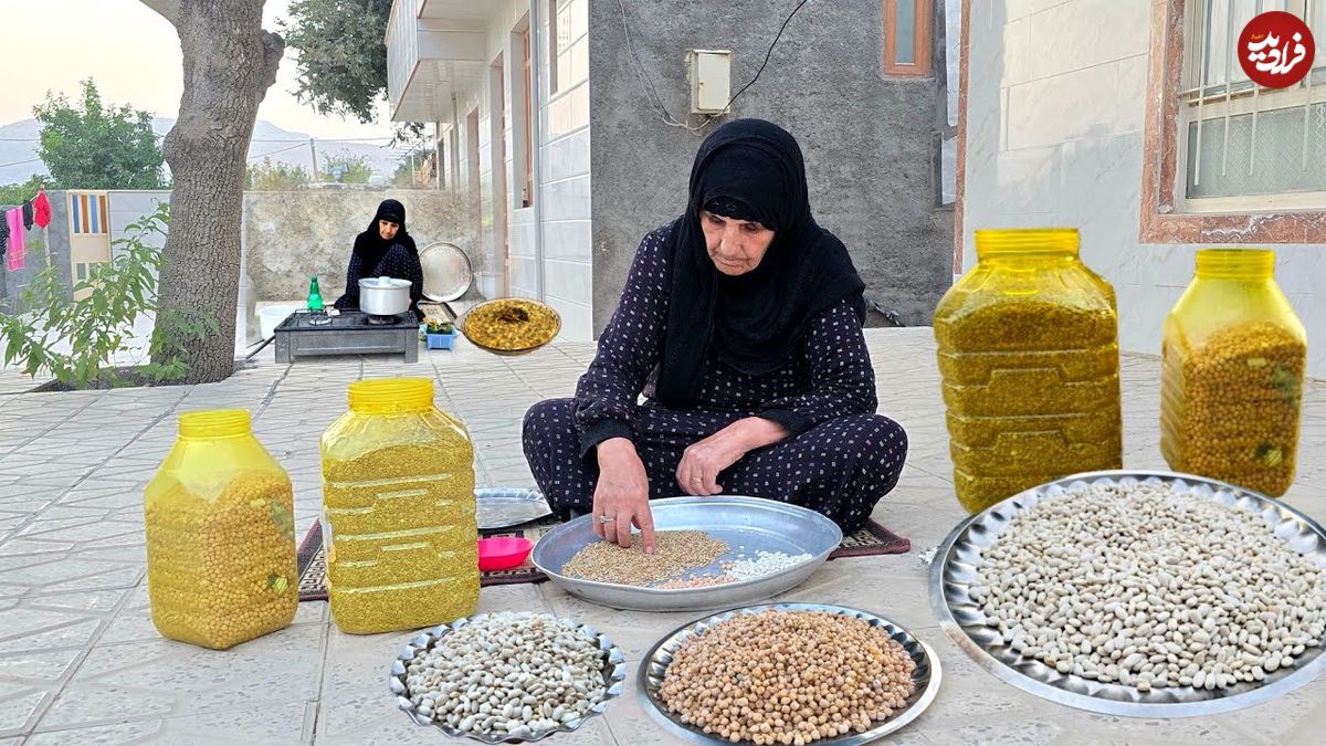 ببینید؛ غذای روستایی در ایران؛ پخت آش رشته اصیل توسط مادربزرگ ایلامی