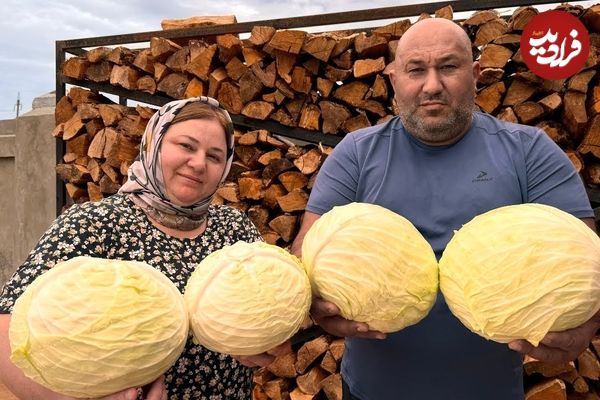 ببینید| غذای روستایی در روسیه؛ تهیه سالاد کلم و خوراک مرغ توسط زوج داغستانی