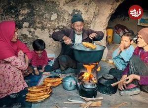 ببینید؛ غذای روستایی در افغانستان؛ پخت منتو و نان تازه در غاری دورافتاده