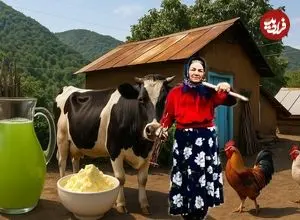 ببینید؛ غذای روستایی در ایران؛ تهیه شربت آلو و کره خانگی