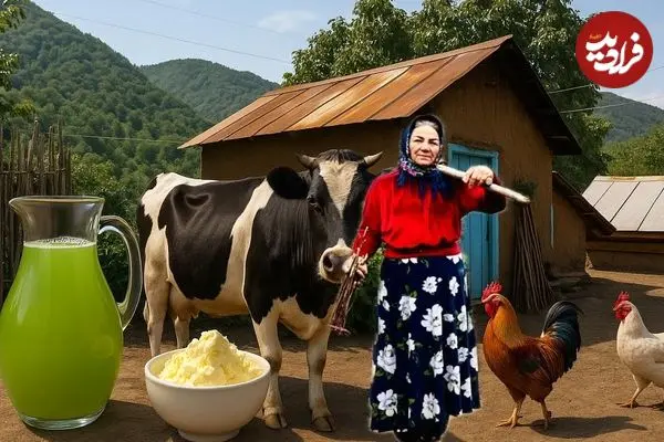 ببینید؛ غذای روستایی در ایران؛ تهیه شربت آلو و کره خانگی