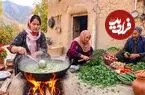 ببینید| غذای روستایی در افغانستان؛ پخت آش سنتی با اسفناج در روستایی زیبا