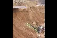 ببینید| سقوط کامیون به دره؛ تصاویر هولناک از رانش زمین در ایذه