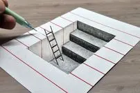 ببینید| به همین سادگی یک نقاشی 3 بعدی شگفت انگیز از راه پله بکشید!