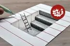 ببینید| به همین سادگی یک نقاشی 3 بعدی شگفت انگیز از راه پله بکشید!