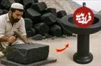 ببینید| مراحل ساخت یک روشویی خاص با استفاده از تخته سنگ در پاکستان