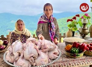 ببینید؛ غذای روستایی در گیلان؛ پخت یک غذای متفاوت با مرغ و برنج