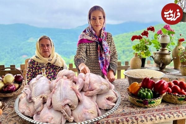 ببینید؛ غذای روستایی در گیلان؛ پخت یک غذای متفاوت با مرغ و برنج