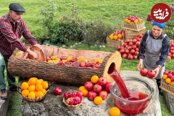 ببینید| غذای روستایی در آذربایجان؛ برداشت انار و تهیه آب انار به روش سنتی