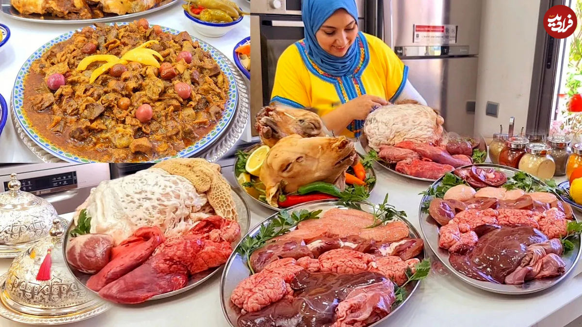 (ویدئو) پخت یک غذای مشهور عربی با جگر و سیرابی توسط بانوی مراکشی 