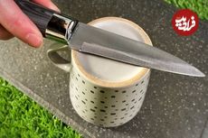 (ویدئو) یک روش جدید برای تیز کردن چاقو با استفاده از لیوان سرامیکی