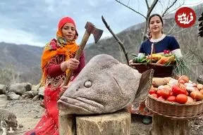 ببینید| غذای روستایی در ایران؛ پخت سوپ با کله ماهی و تهیه نان تافتون در روستا
