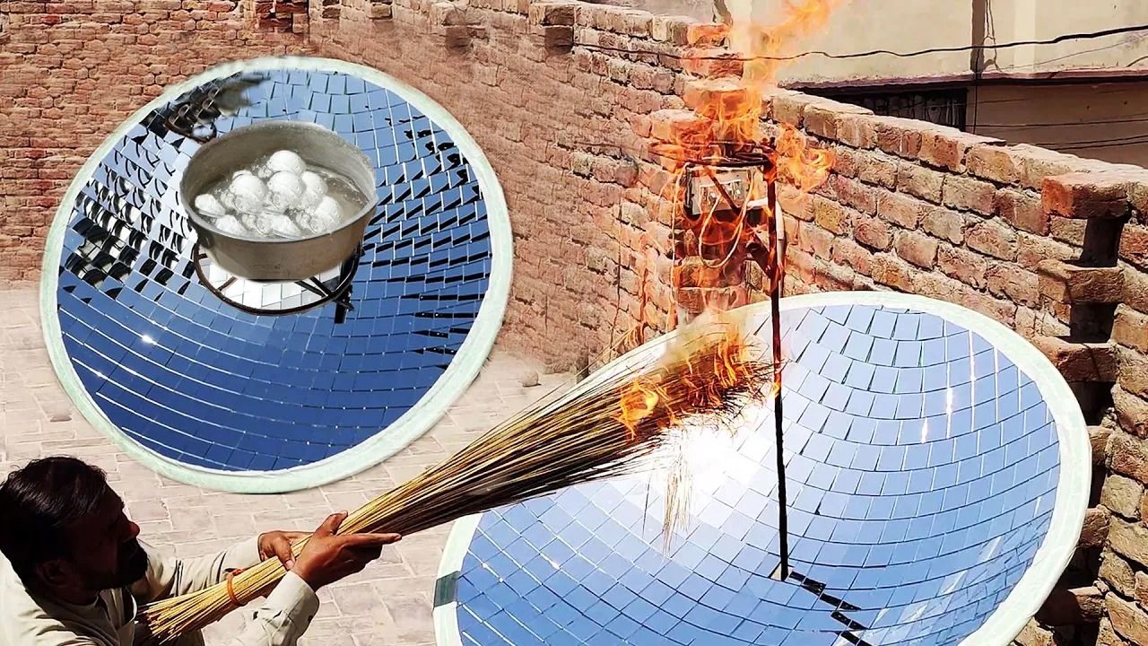 (ویدئو) فرایند ساخت اجاق خورشیدی در پاکستان؛ آب پز شدن جالب تخم مرغ ها را ببینید!