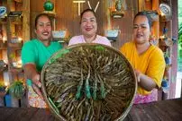 ببینید| غذای روستایی در سنگاپور؛ پخت یک غذای خاص با تعدادی مارمولک و سبزیجات