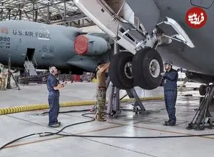 ببینید| نگاهی به فرآیند تعمیر و نگهداری هواپیماهای ترابری نظامی در آمریکا