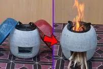 (ویدئو) چگونه با آبکش های پلاستیکی یک اجاق سیمانی جذاب درست کنیم؟