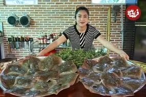 ببینید| غذای روستایی در کامبوج؛ پخت یک غذای سنتی با سفره ماهی و سبزیجات