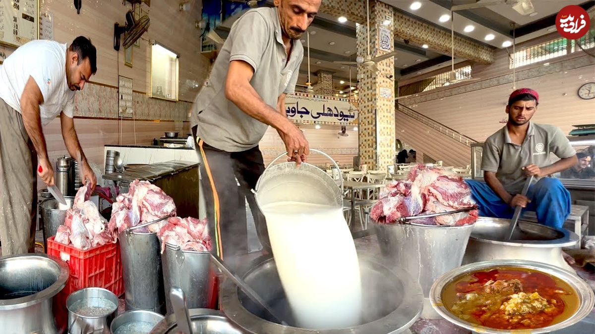 ببینید؛ غذای خیابانی در پاکستان؛ پخت نهاری سنتی در کراچی