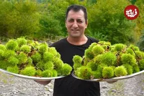 ببینید| غذای روستایی در آذربایجان؛ پخت یک غذای سنتی با شاه بلوط و گوشت بره