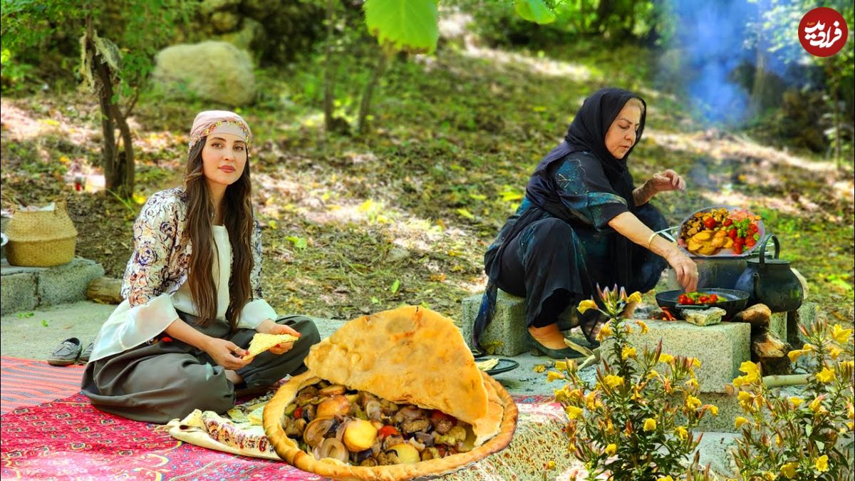 ببینید؛ غذای روستایی در ایران؛ پخت یک غذای سنتی با گوشت و برنج