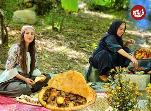 ببینید؛ غذای روستایی در ایران؛ پخت یک غذای سنتی با گوشت و برنج