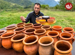 (ویدئو) غذای روستایی در آذربایجان؛ پخت آبگوشت بره سفالی به روش «توکل»