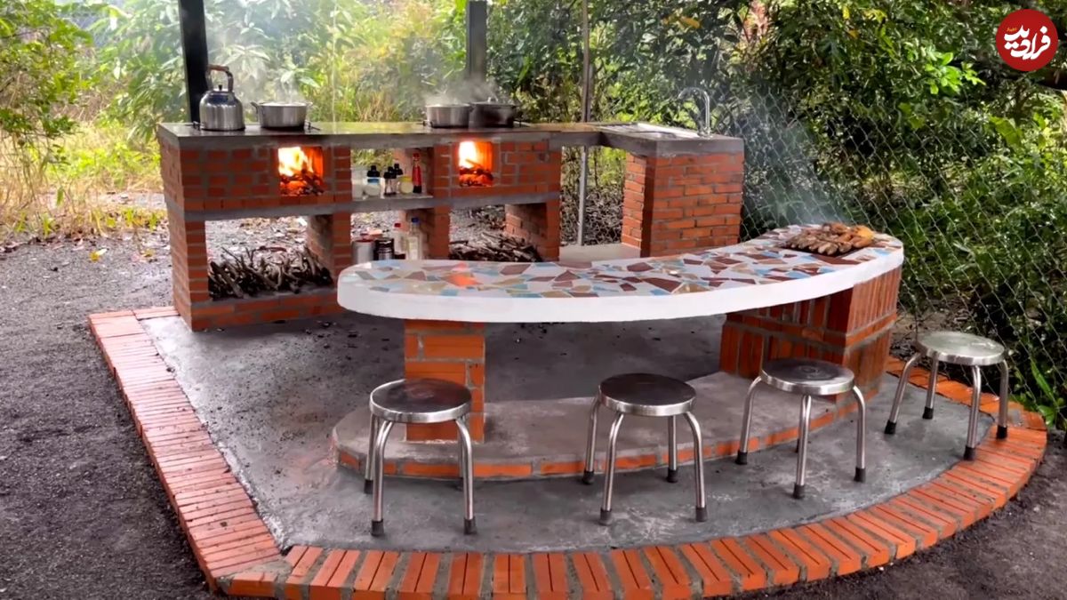 (ویدئو) در بنایی استاد شوید؛ با این ترفندها یک آشپزخانه روباز حرفه ای در حیاط درست کنید!