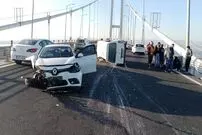 (ویدئو) لحظه هولناک تصادف زنجیره‌ای روی پل عثمانگازی