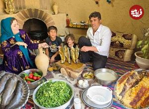 ببینید؛ غذای روستایی در ایران؛ کباب کردن ماهی شکم پر روی هیزم