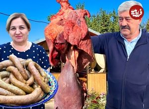 (ویدئو) غذای روستایی در پرتغال؛ فرآیند تهیه و پخت سوسیس جگر گاو