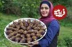 ببینید| غذای روستایی در ایران؛ تهیه ترشی بادمجان شکم پر در طبیعت سرسبز روستا