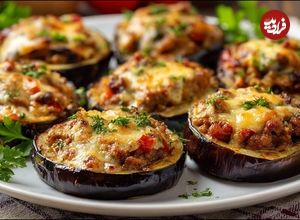 ببینید| طرز تهیه یک دلمه متفاوت ایتالیایی با بادمجان، سوسیس و پنیر 