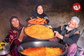 ببینید| غذای روستایی در افغانستان؛ پخت مربای هویج در غار 