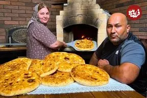 ببینید| غذای روستایی در روسیه؛ پخت نان سنتی در تنور