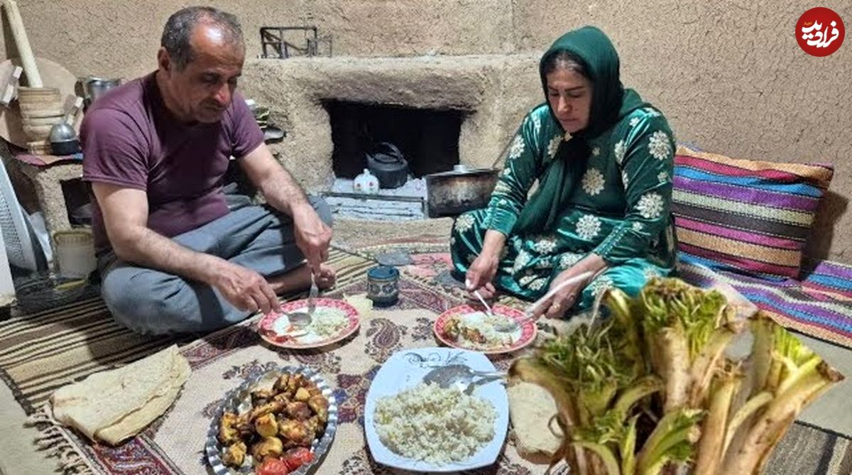 ببینید؛ غذای روستایی در ایران؛ پخت کنگر پلو با جوجه کباب