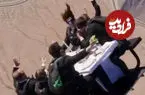ببینید| چتربازان میز غذا را به دل ابرها بردند