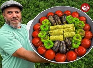 ببینید؛ غذای روستایی در آذربایجان؛ پخت دلمه کلم و بادمجان