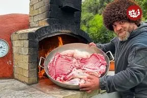 ویدئو| غذای روستایی در آذربایجان؛ پخت یک غذای متفاوت با یک بره کامل