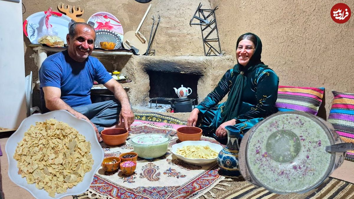 ببینید| غذای روستایی در ایران؛ تعمیر شومینه قدیمی و تهیه آب دوغ خیار سنتی