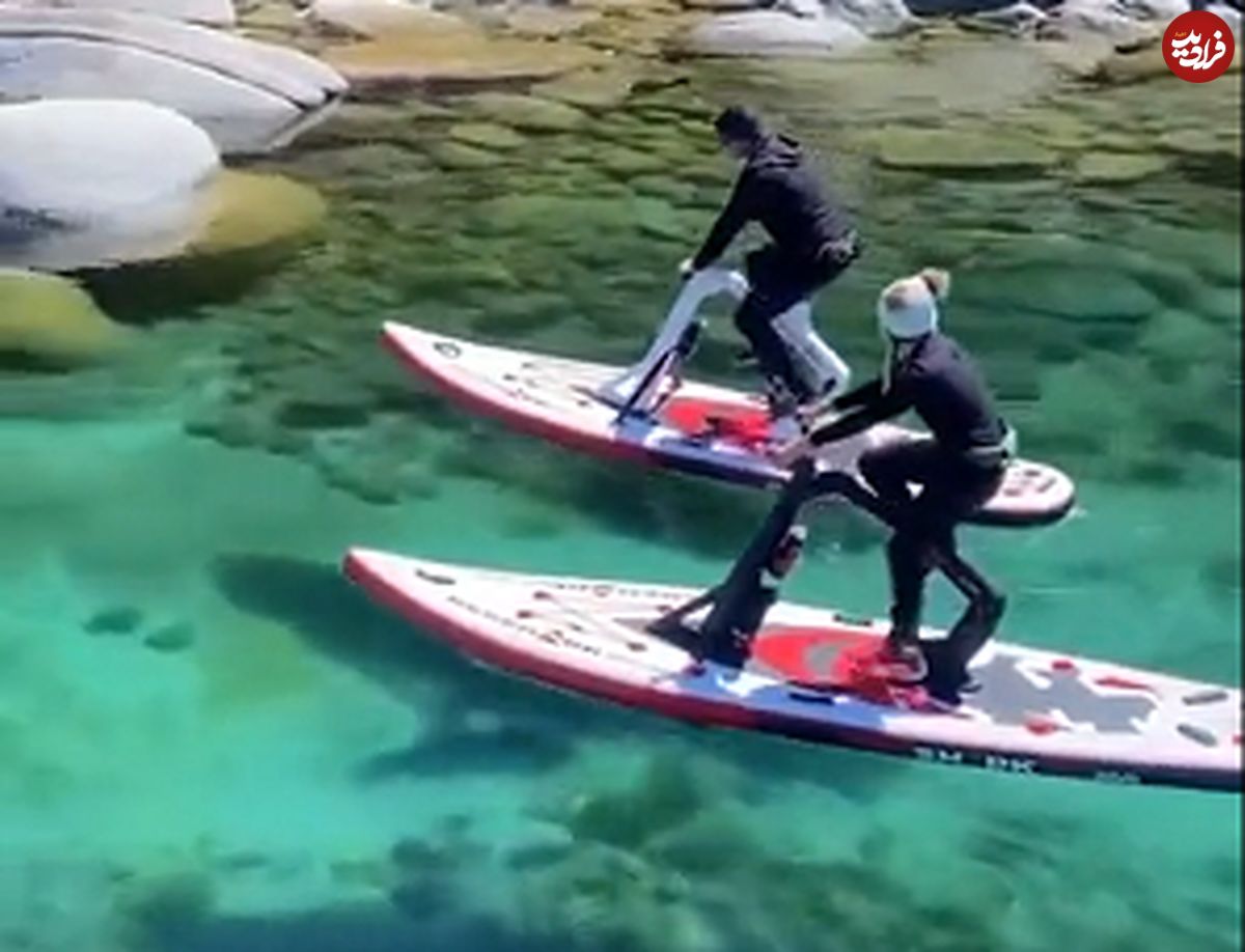 (ویدیو) دوچرخه‌سواری روی آب ببینید!