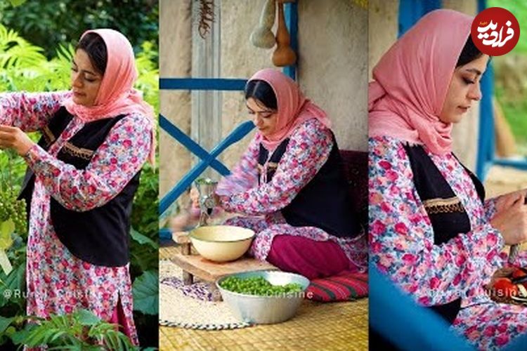 ببینید؛ غذای روستایی در ایران؛ پخت خورشت غوره مسما در روستایی جنگلی
