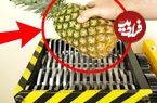 ببینید؛ لحظه خرد شدن آناناس، نارگیل، سیب، کیوی و چند میوه دیگر در دستگاه خرد کن