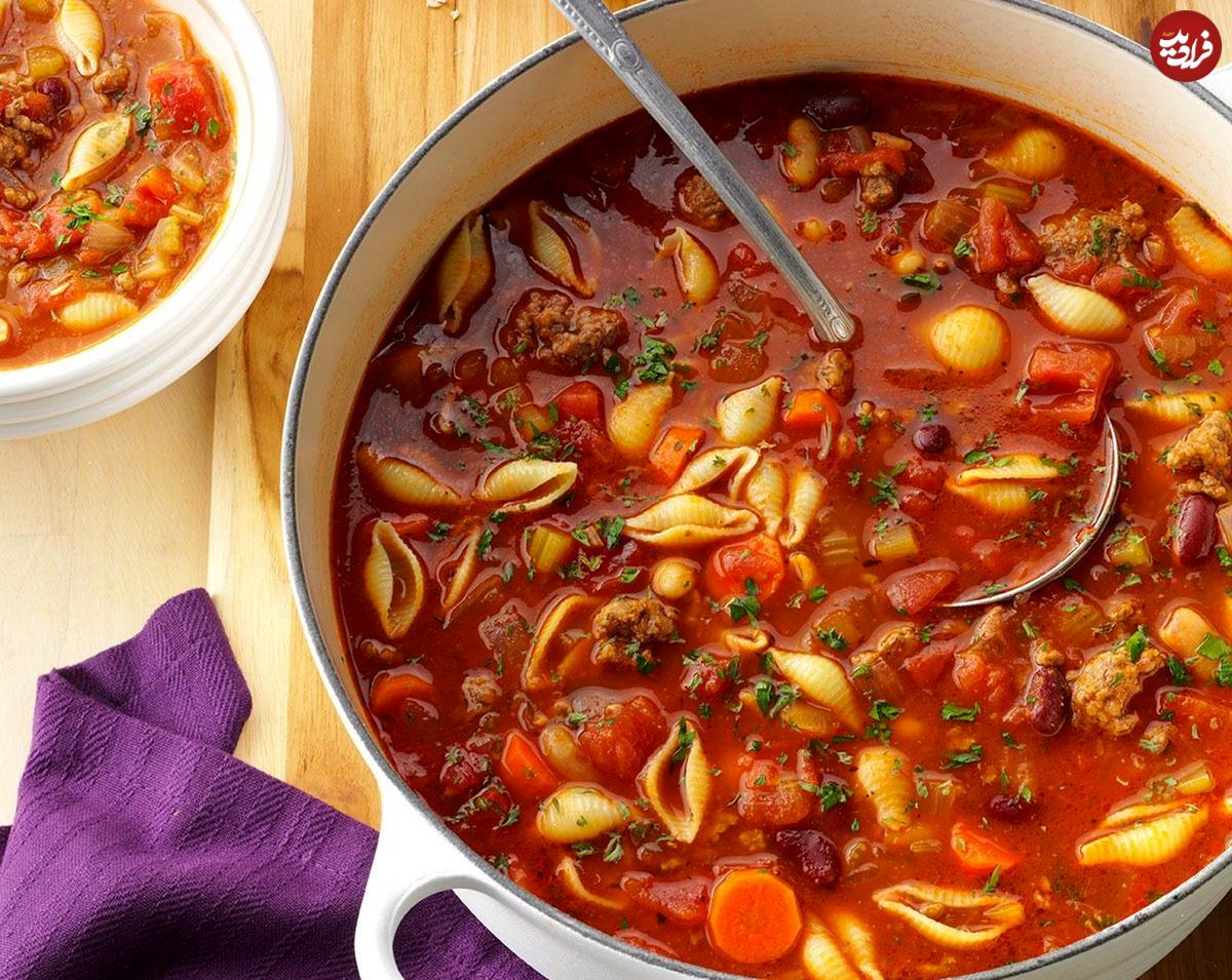 طرز تهیه سوپ پاستا چیلی؛ یک سوپ خوش طعم جدید ایتالیایی
