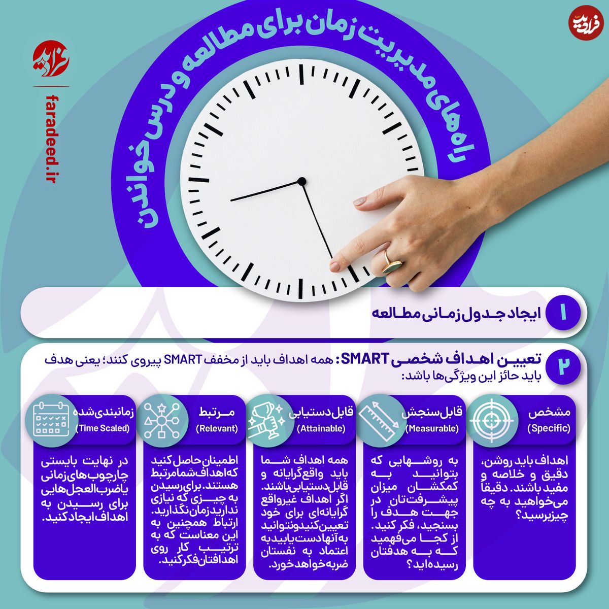اینفوگرافی/ راههای مدیریت زمان برای مطالعه و درس خواندن