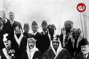 عکس؛ سفر در زمان؛ «پادشاه عربستان و پادشاه اردن در حال خوردن سه گوسفند کامل»؛ سال 1325