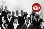 عکس؛ سفر در زمان؛ «پادشاه عربستان و پادشاه اردن در حال خوردن سه گوسفند کامل»؛ سال 1325