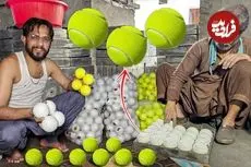 ببینید| فرآیند تولید انبوه توپ تنیس در کارگاهی در پاکستان