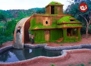 ببینید| ساخت یک ویلای دو طبقه با سرسره و استخر در 149 روز و در جنگل های کامبوج